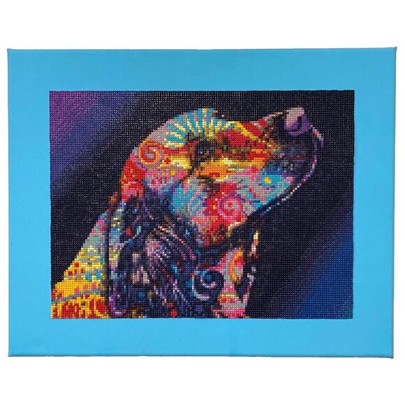 Dog Diamond Dots Wall Art Painting Lab Golden Retriever Canvas Colorful Rainbow - Picture 1 of 7